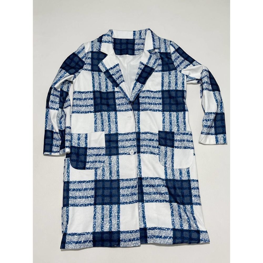 Check Plaid Lightweight Coat Jacket Button Front … - image 12